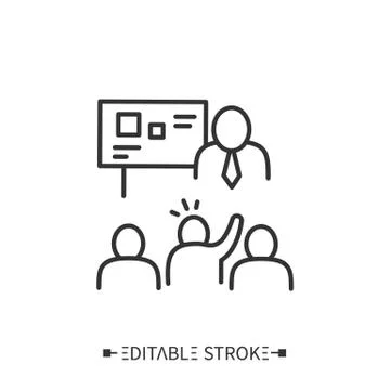 Question to the teacher line icon. Editable Stock Illustration