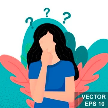 Question. Thoughtfulness. Flat style. Concept. For your design. イラスト素材