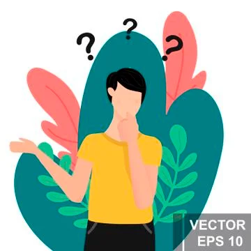 Question. Thoughtfulness. Flat style. Concept. For your design. Иллюстрация