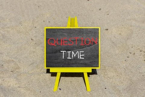 Question time symbol. Concept words Question time on beautiful yellow chalk.. Stock Photos