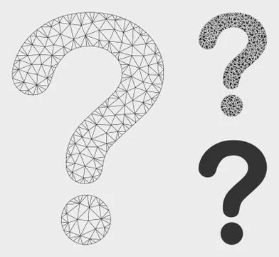 Question Vector Mesh Carcass Model and Triangle Mosaic Icon Stock Illustration
