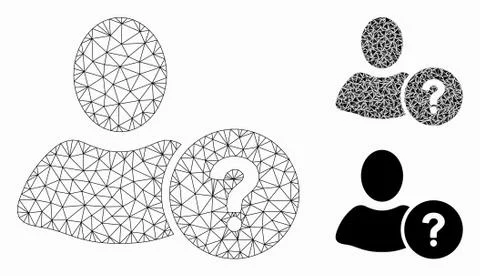 Question Vector Mesh Carcass Model and Triangle Mosaic Icon Stock Illustration