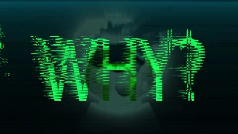 Question why with question mark with earth globe in background with glitches Stock Footage 233355120