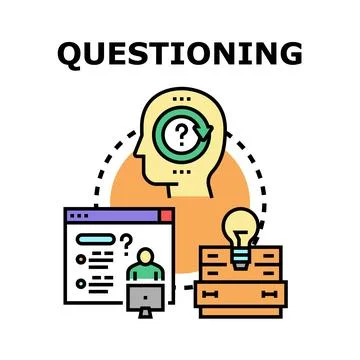 Questioning process finding innovative business solutions Stock Illustration
