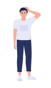 Questioning semi flat color vector character Stock Illustration