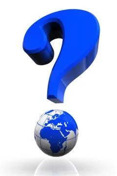 Questionmark and globe blue symbol Stock Illustration