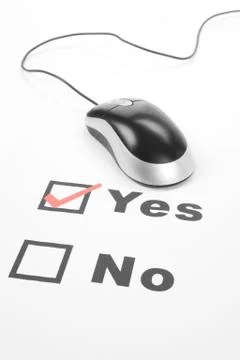 Questionnaire and computer mouse Stock Photos