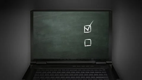 Questionnaire box is display on laptop screen Stock Illustration