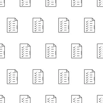 Questionnaire checklist form with text and green answer marks seamless patter Illustrazione stock