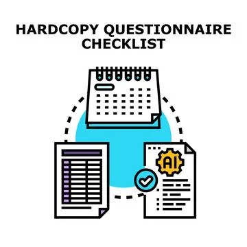 Questionnaire checklist hardcopy process with artificial intelligence Illustrazione stock