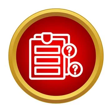 Questionnaire clipboard with many red question marks Illustrazione stock