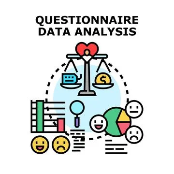 Questionnaire data analysis vector concept illustration Illustration