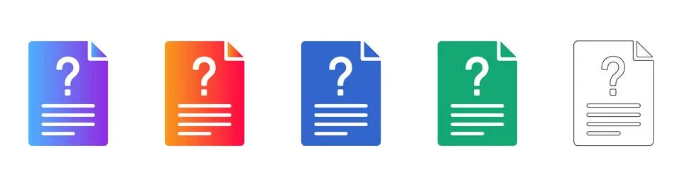 Questionnaire Document Icon Set Ilustração Stock