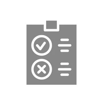 Questionnaire for evaluating service with right and wrong tick gray icon. Tablet Stock Illustration
