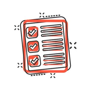 Questionnaire icon in comic style. Online survey vector cartoon illustration  Illustrazione stock