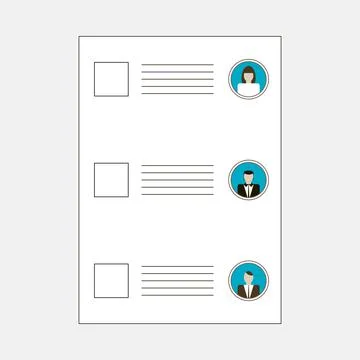Questionnaire or ballot for selection of candidate Stock Illustration