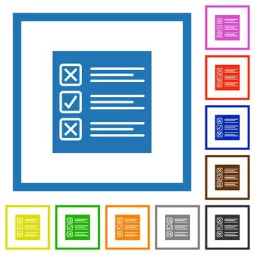 Questionnaire paper solid flat framed icons Illustrazione stock