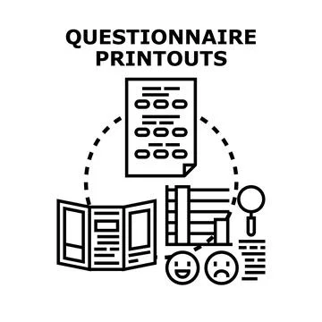 Questionnaire printouts for data collection analysis Stock Illustration