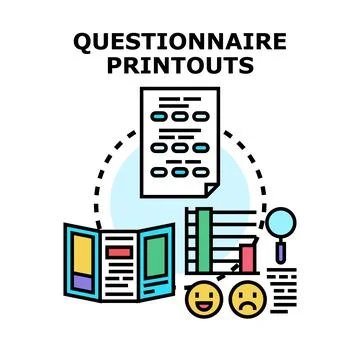 Questionnaire printouts for data collection analysis Stock Illustration