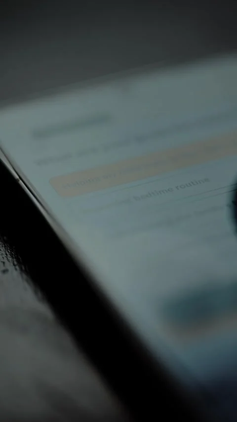 Questionnaire related to the childs bedtime routine displayed on mobile phone Stock Footage 326944565