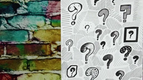 Questions and bricks back close up Stock Footage 90449372