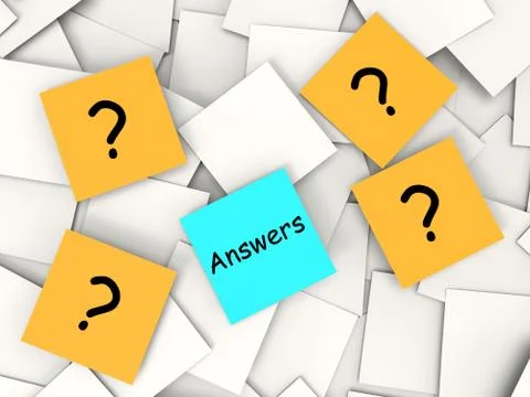 Questions answers post-it notes show asking and finding out Stockillustratie