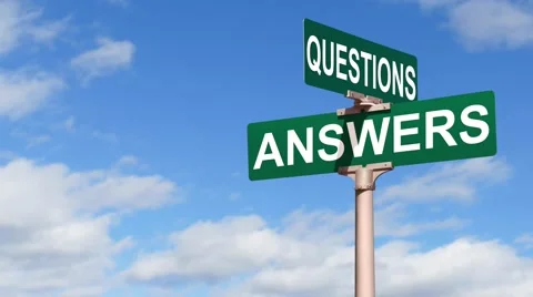 Questions, Answers Street Sign With Fluffy Moving Clouds Stock Footage