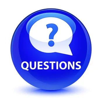 Questions (bubble icon) glassy blue round button Stock Illustration