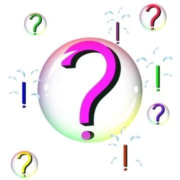 Questions in bubbles become answers when bubbles burst 스톡 일러스트
