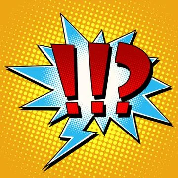Questions exclamation marks comic bubble retro text Stock Illustration