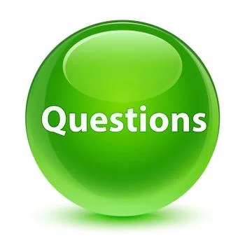 Questions glassy green round button Stock Illustration