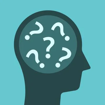 Questions inside head silhouette Stock Illustration