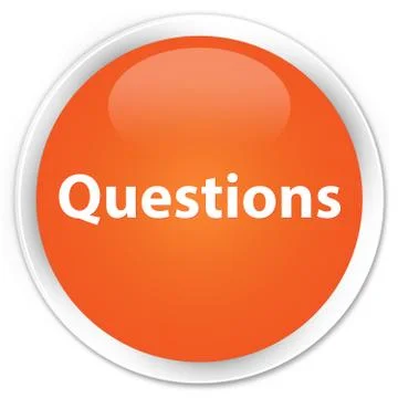 Questions premium orange round button Stock Illustration