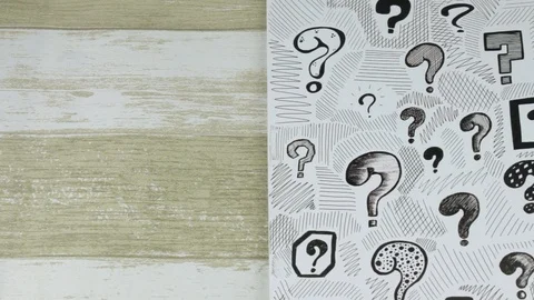 Questions sketch on brown Stock Footage 90449414