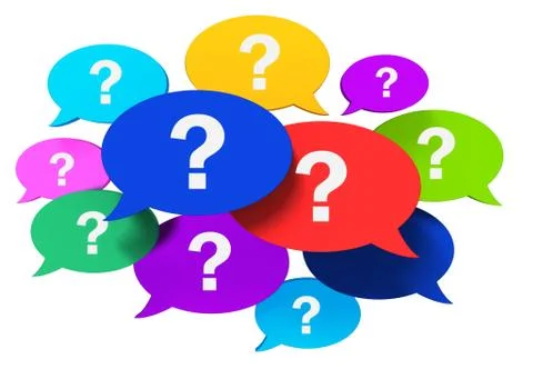 Questions speech bubbles concept 3d illustration Stock Illustration