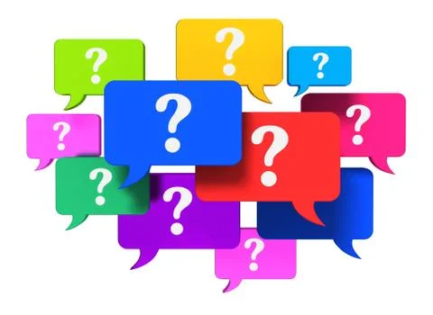 Questions speech bubbles concept 3d illustration Stock Illustration
