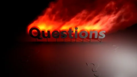 Questions Text On Fire Against Dark Background Dramatically Stock Footage 334979561