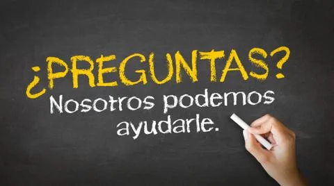 Questions, we can help chalk illustration (in spanish) Stock Illustration