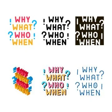 Questions why what who when edition icon vector outline Illustrazione stock