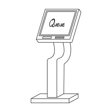 Queue, access terminal. Terminals single icon in outline style isometric vector Stock Illustration