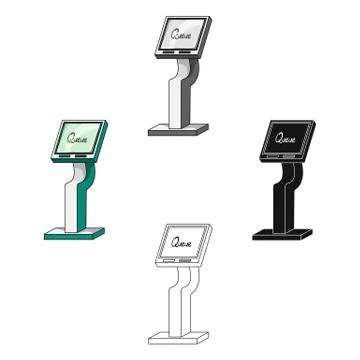 Queue, access terminal. Terminals single icon in cartoon style isometric vector Stock Illustration