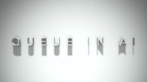 Queue in ai 3D title animation with shadows on a white background Stock Footage 297216958