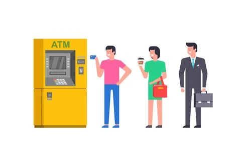 Queue to ATM Stock Illustration