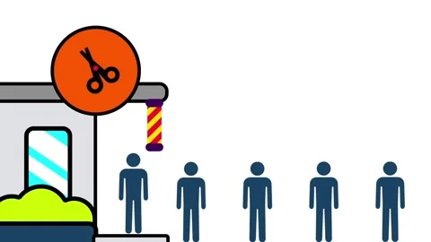 Queue at Barbershop Video stock 335641986