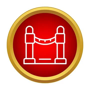 Queue barrier line stanchion red velvet rope icon Illustrazione stock