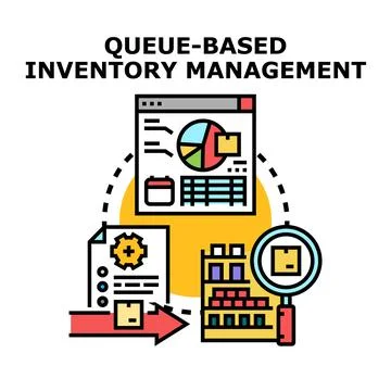 Queue based inventory management system concept illustration Stock Illustration