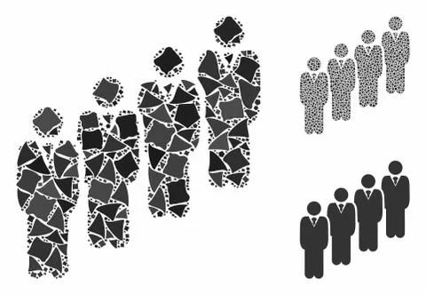 Queue Composition Icon of Rugged Pieces Stock Illustration
