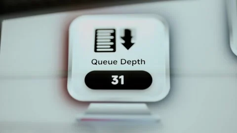 Queue Depth indicator clearly displays 31 Video stock 344101617
