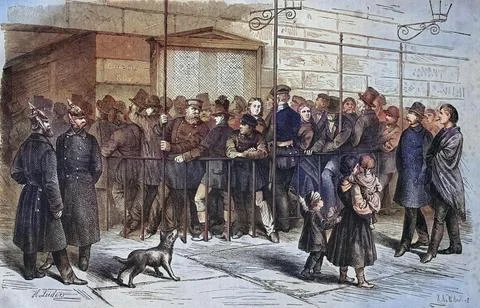 Queue in front of the box office of the Berlin Opera House Berlin Germany Illustrazione stock
