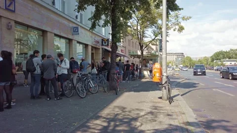 Queue In Front of Famous Mustafas Gemusekebab Food Booth In Berlin, Germany Stock Footage 145622051